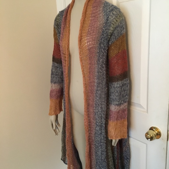 Knitted & Knotted striped cardigan multi color with Lurex Large - Picture 5 of 8